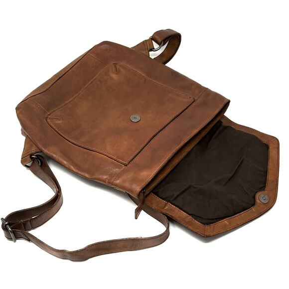 Vilenca Holland Backpack Distressed Leather Woven Trim TK 228 Cognac Brown NWT main image 6